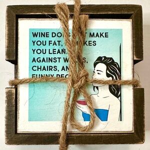 Zumatico Funny Distressed Wooden Coasters Set of 4 NEW